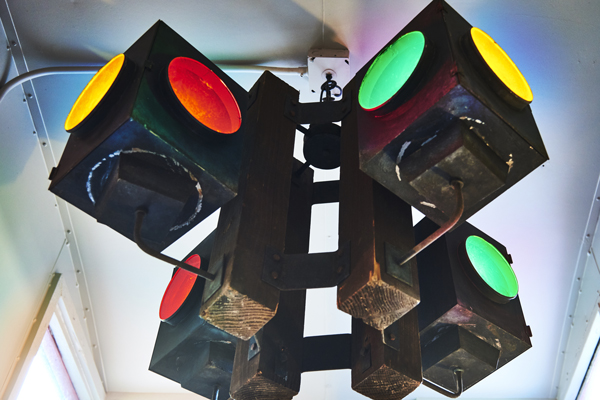 Photo of multicolored train lights.