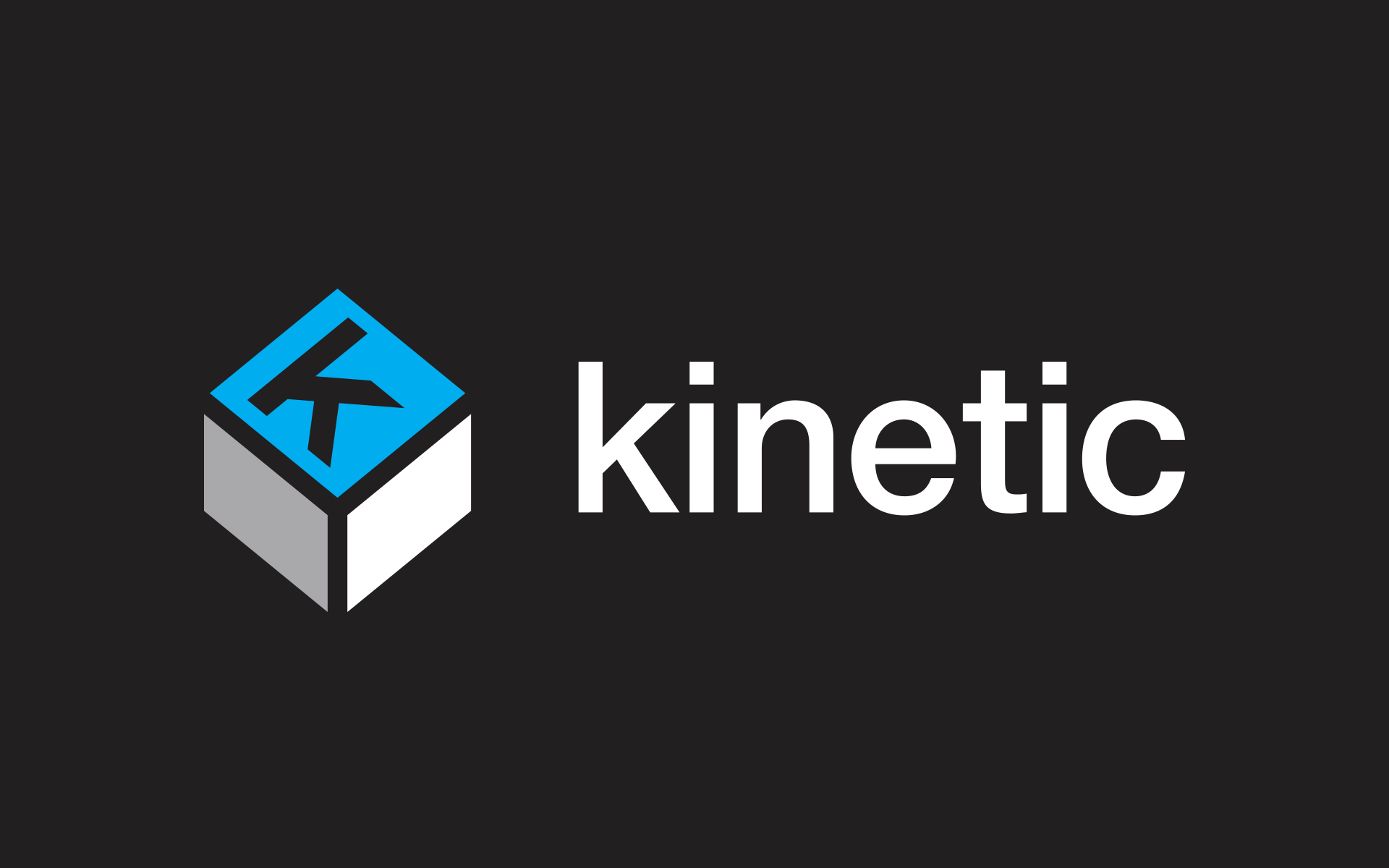 horizontal kinetic logo on black background