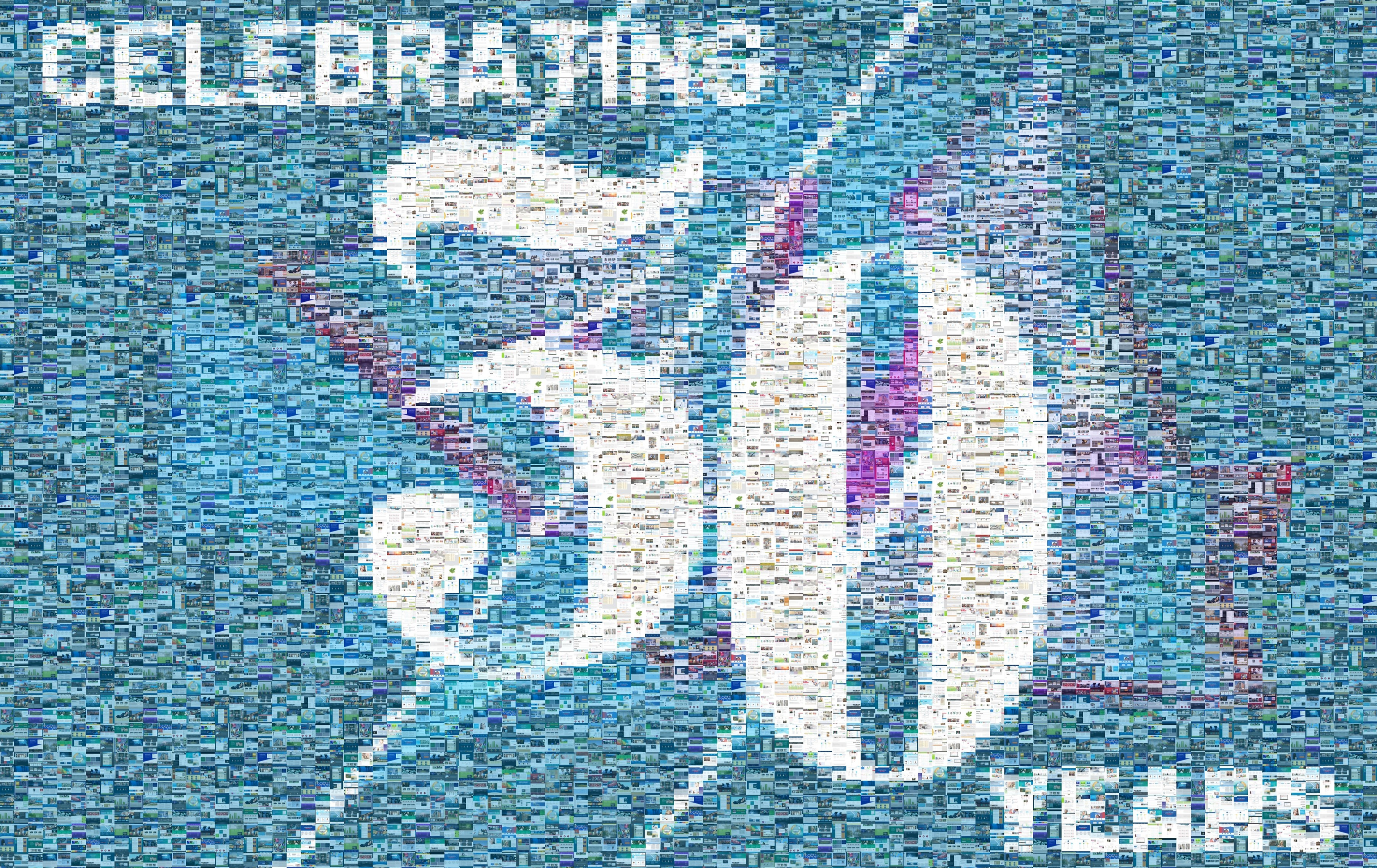 A mosaic made up entirely of screenshots of websites spelling out "Celebrating 30 Years"